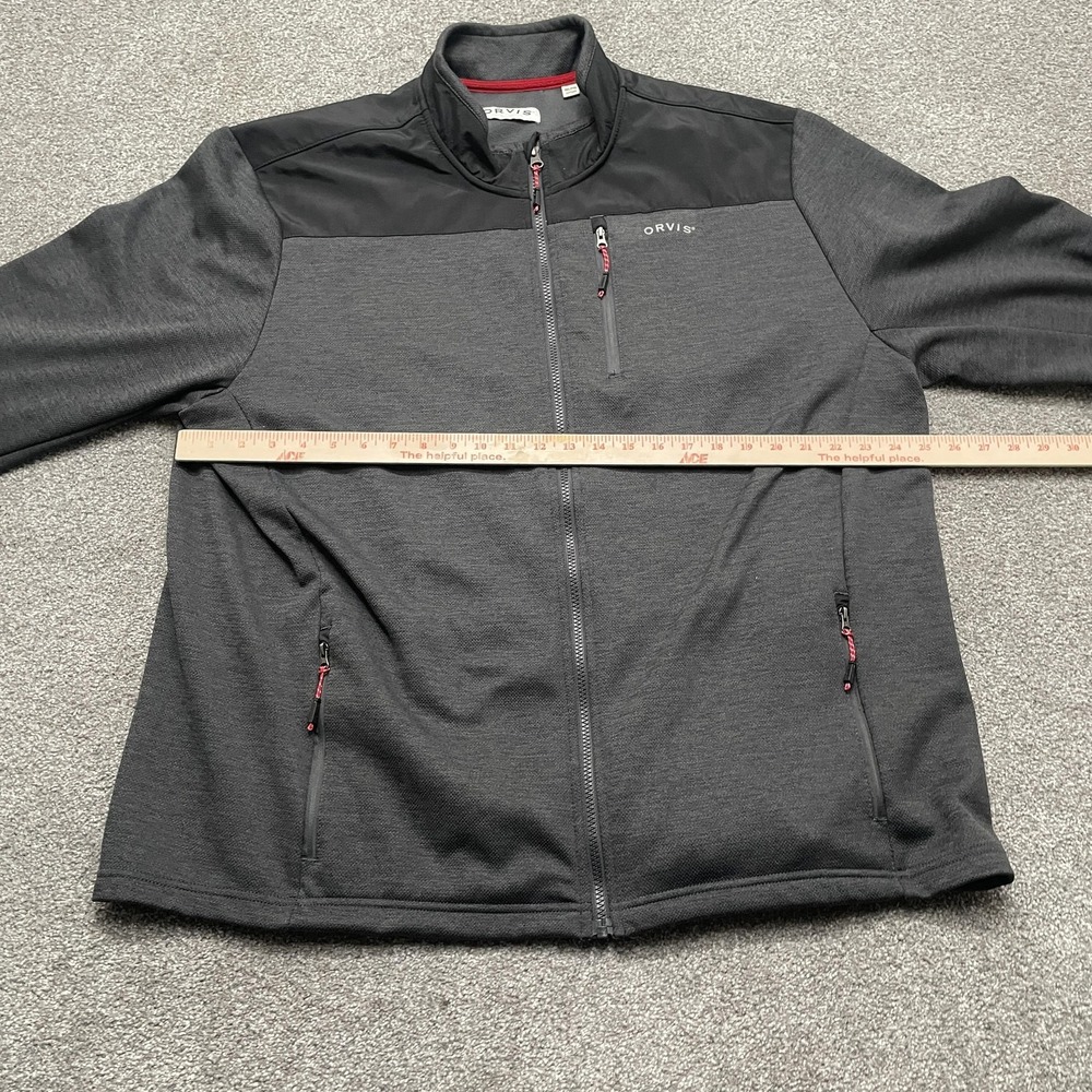 Orvis Jacket Mens 2XL Gray Black Full Zip Softshell Chest Pocket Outdoor - Picture 3 of 7